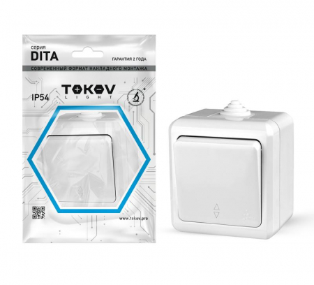 TKL-DT-P1-C01-IP54 Переключатель 1-кл. ОП Dita IP54 10А 250В бел. TOKOV ELECTRIC 
