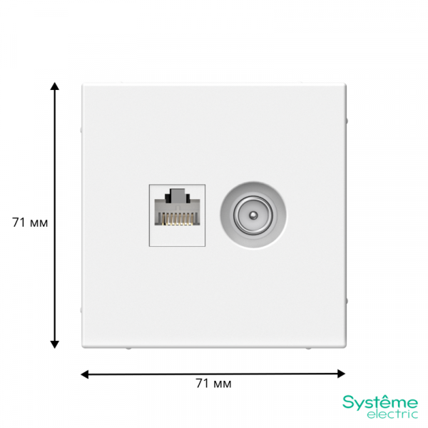 GAL000189 Розетка компьютерная + телевизионная 2-м ArtGallery RJ45 + TV кат.5E бел. SE 