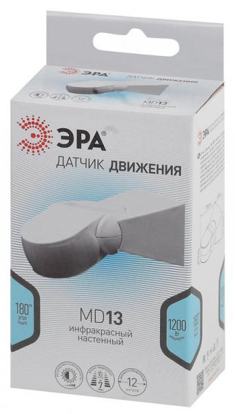 Б0043790 Датчик движения MD 013 1200Вт 180гр 12м (501000) бел. Эра 