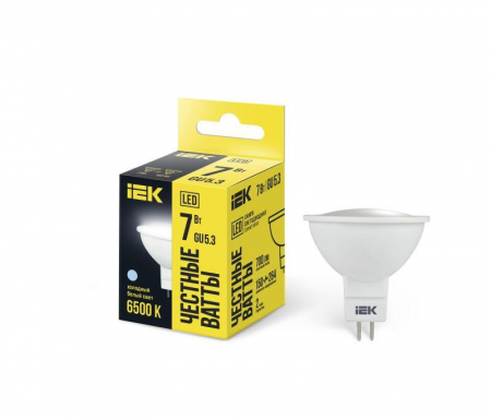LLE-MR16-7-230-65-GU5 Лампа светодиодная MR16 софит 7Вт 230В 6500К GU5.3 IEK 