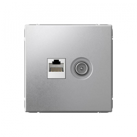 GAL000389 Розетка компьютерная + телевизионная 2-м ArtGallery RJ45 + TV кат.5E алюм. SE 