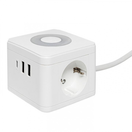 UBA-CUB-2-TC Удлинитель "Куб" 2х1.3м 2USB 2.4А+Type C + Ночник 1кв.мм EKF 