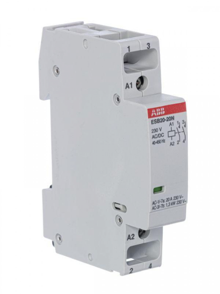 1SBE121111R0620 Контактор ESB20-20N-06 модульный (20А АС-1 2НО) катушка 230В AC/DC ABB 