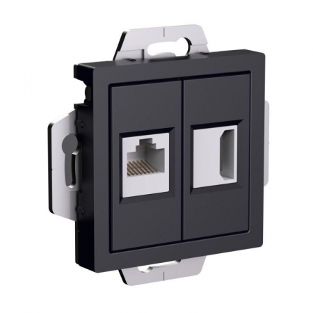 ATN001082 Розетка 2-м AtlasDesign HDMI+RJ45 кат.5E механизм карбон SE 