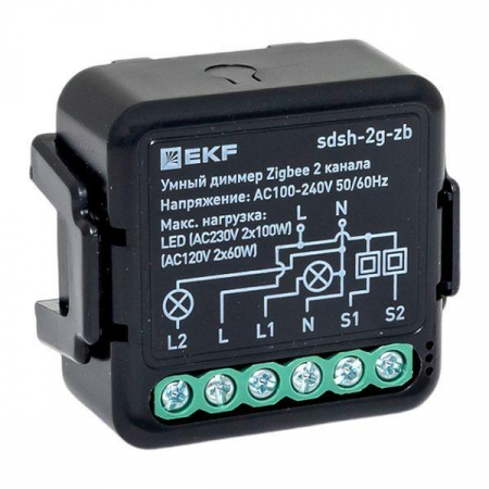 sdsh-2g-zb Диммер умный в подрозетник 2-канальный Zigbee Connect Select EKF 