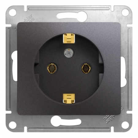 GSL001343 Розетка 1-м СП Glossa 16А IP20 250В с заземл. механизм графит SE 