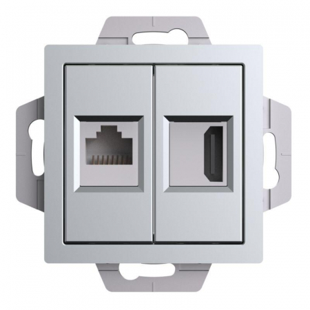 ATN000382 Розетка 2-м AtlasDesign HDMI+RJ45 кат.5E механизм алюм. SE 