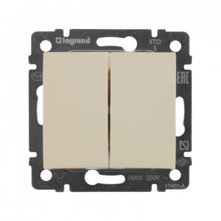 774305 Выключатель 2-кл. СП Valena 10А IP31 250В механизм сл. кость IEK 