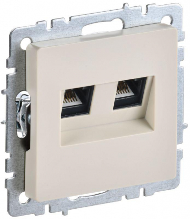BR-K20-1-K10 Розетка компьютерная двойн. СП RJ45 кат.5E BRITE РК10-2-БрКр механизм беж. IEK 