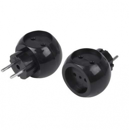 11-1063-1 Разветвитель 3-м 6А IP20 Шар 220В черн. Rexant 
