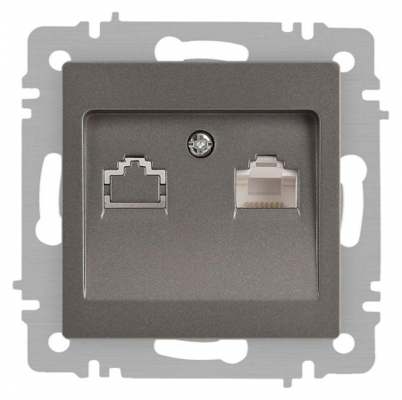 Б0063642 Розетка компьютерная 1-м СП Accent 6-303-09 RJ45 IP20 титан Intro 