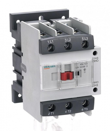 22143DEK Контактор КМ-103 80А кат. 220В AC 1НО+1НЗ AC-3 DEKraft 