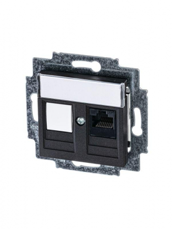 2CHH295117A6063 Розетка компьютерная Levit RJ45 кат.5E с заглушкой антрацит ABB 