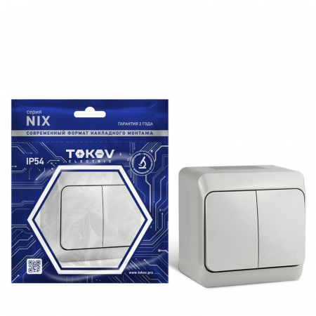 TKE-NX-V2-C06-IP54 Выключатель 2-кл. ОП Nix 10А IP54 250В сер. TOKOV ELECTRIC 