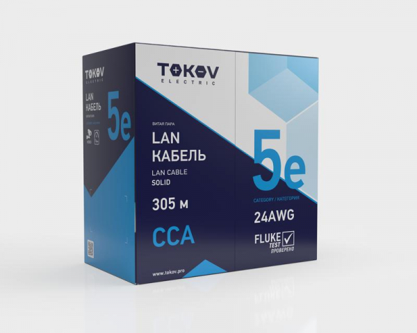 TKL-C06-U42CCA-5E-305-PVC Кабель витая пара U/UTP 4х2х24 AWG кат.5E ССA PVC TOKOV Light (м) TOKOV ELECTRIC 