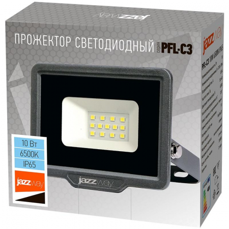 5023529A Прожектор светодиодный PFL-C3 10Вт 6500К IP65 ДО закален. прозр. стекло JazzWay 