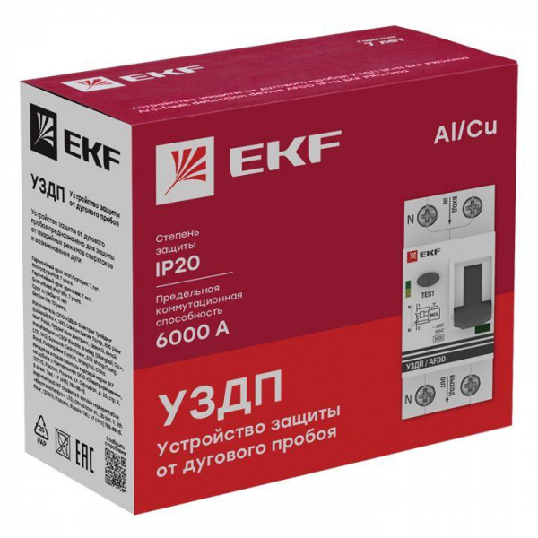 afdd-2-25-pro Устройство защиты от дугового пробоя (УЗДП) 1P+N 25А PROxima EKF 
