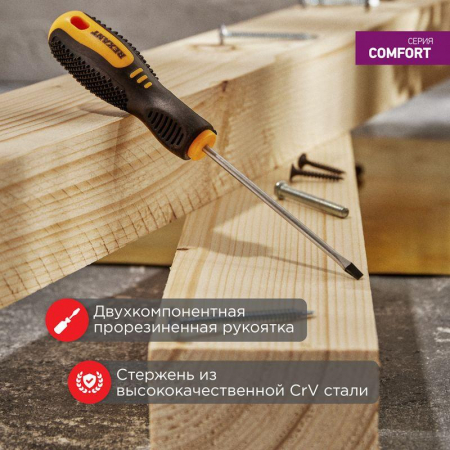 12-4721 Отвертка шлицевая SL 3х75мм двухкомпонентн. рукоятка Rexant 