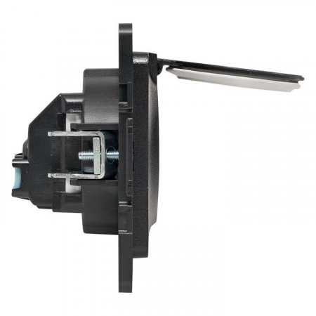 EZR16-028-10-44 Розетка 1-м СП Стокгольм 16А IP44 с заземл. защ. шторки с крышкой механизм черн. PROxima EKF 