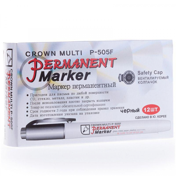 08-8001 Маркер перманентный "Multi Marker Super Slim" 1мм пулевидный черн. Crown 