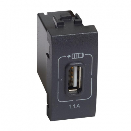 L4285C1 Розетка USB Mosaic 1мод. 1.1А 230/5В антрацит Leg BTC 