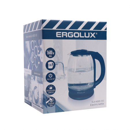 14922 Чайник стеклянный ELX-KG05-C02 черн. ПРОМО Ergolux 