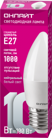 61960 Лампа светодиодная 61 960 OLL-C37-10-230-4K-E27-FR 10Вт ОНЛАЙТ 