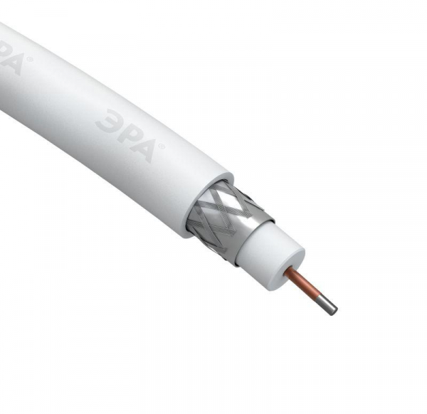 Б0044596 Кабель коаксиальный RG-6U CCS/оплетка Al 48проц. PVC Simple 75Ом бел. (м) Эра 