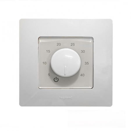 Extherm Th-HF-E-W Термостат механический Th-HF-E-W 16А 3.6кВт для теплых полов датчик пола с возможн. установкой в рамку Legrand Etika бел. EXTHERM Th-HF-E-W