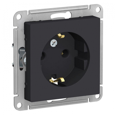 ATN001043 Розетка 1-м СП AtlasDesign 16А IP20 с заземл. механизм карбон SE 
