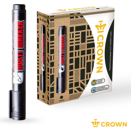 Б0048239 Маркер перманентный "Multi Marker" 3мм пулевидный черн. Crown 