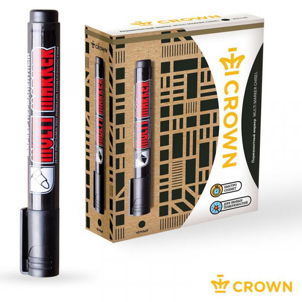 Б0048239 Маркер перманентный "Multi Marker" 3мм пулевидный черн. Crown 