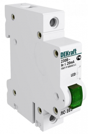 18004DEK Лампа сигнальная ЛС-101 на DIN-рейку 1p зел. LED DEKraft 