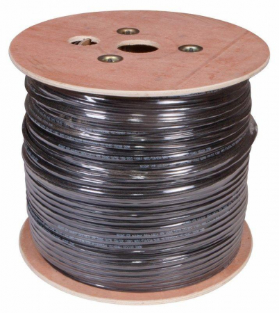 01-0046 Кабель витая пара U/UTP кат.5E 4х2х24AWG solid CU PE Outdoor трос черн. (м) Rexant 