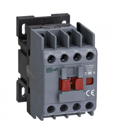 22002DEK Контактор КМ-102 3п 12А кат. 230В AC 1НО AC-3 AC-4 DEKraft 