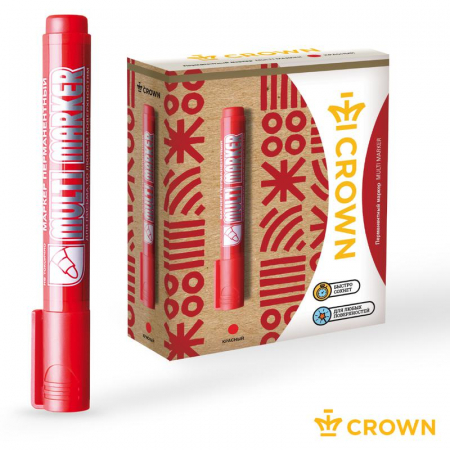 Б0048241 Маркер перманентный "Multi Marker" 3мм пулевидный крас. Crown 