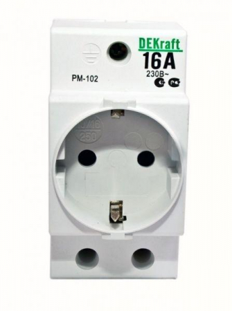 18012DEK Розетка модульная РМ-102 16А 220В 2P+PEN на DIN-рейку DEKraft 