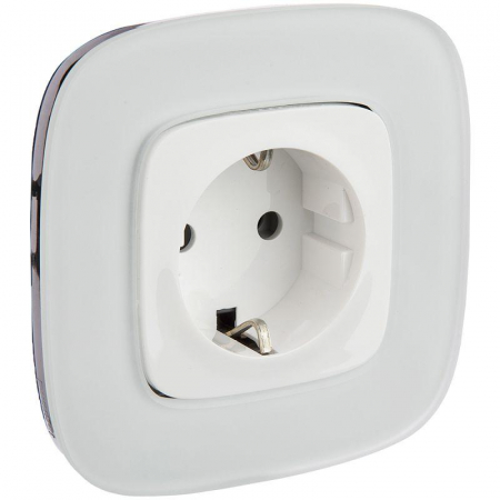 753721 Розетка 1-м СП Valena Allure 16А IP2X 250В 2P+E безвинтов. клеммы с лицев. панелью механизм бел. Leg 