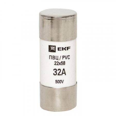 pvc-22x58-32 Вставка плавкая цилиндрическая ПВЦ 22х58 32А EKF 