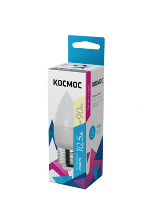LkecLED10.5wCNE2730 Лампа светодиодная 10.5Вт свеча 3000К тепл. бел. E27 220В КОСМОС 