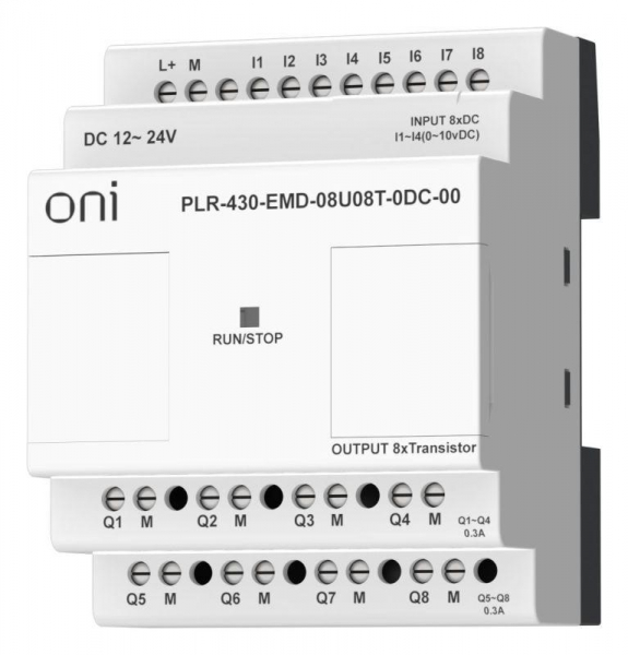 PLR-430-EMD-08U08T-0DC-00 Модуль расширения входов выходов ПЛК 430 4 DI 4 UI (0-10В/DI) 8 TO 24В DC ONI 