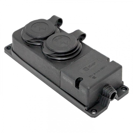 RPS-018-16-230-44-r Колодка 2-м 16А IP44 2P+PE 230В с защ. крышками каучук PROxima EKF 