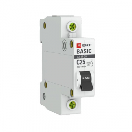 mcb4729-1-25C Выключатель автоматический модульный 1п C 25А 4.5кА ВА 47-29 Basic EKF 