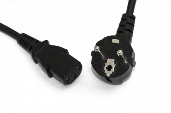 34927 Кабель питания компьютера PWC-IEC13-SHM-1.8-BK (Schuko+C13) (3х0.75) 10А угловая вилка 1.8м черн. Hyperline 