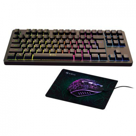 Б0056140 Комплект клавиатура и мышь DX750 игровые 1200-3600dpi + коврик черн. Intro 