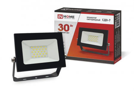 4690612034621 Прожектор светодиодный СДО-7 30Вт 6500К IP65 2700лм 230В черн. IN HOME 