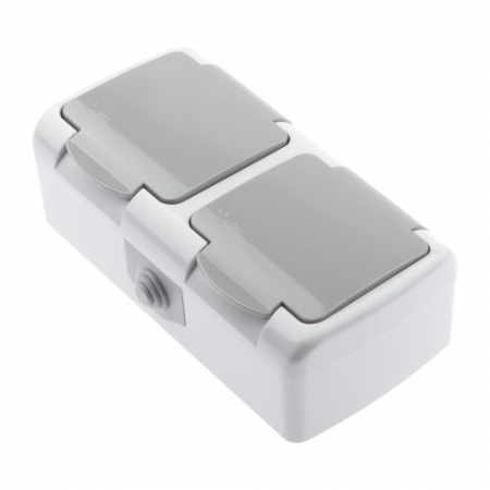 Розетка 2-м ОП 16А 250В 2P+E Schuko IP54 с заземл. Atlantic сер. 5-203-03 Intro Б0051060