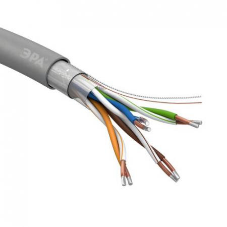 Б0044440 Кабель витая пара F/UTP кат.5E 4х2х24AWG solid CCA PVC Simple сер. (м) Эра 