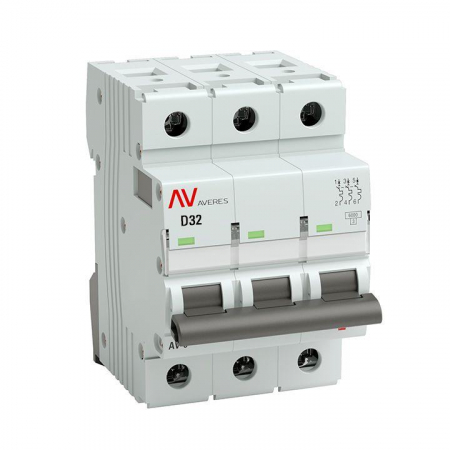 mcb6-3-32D-av Выключатель автоматический модульный 3п D 32А 6кА AV-6 AVERES EKF 
