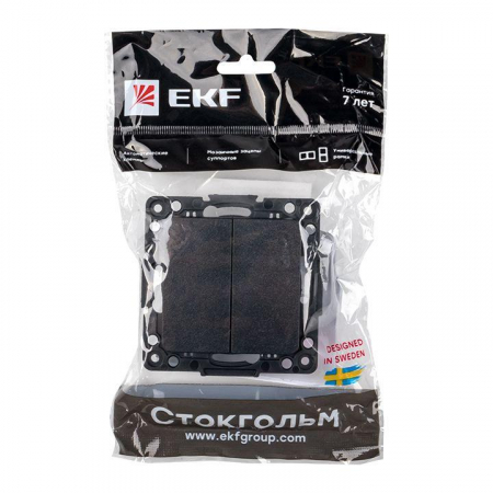 EZV10-027-10 Переключатель проходной 2-кл. Стокгольм 10А механизм черн. PROxima EKF 